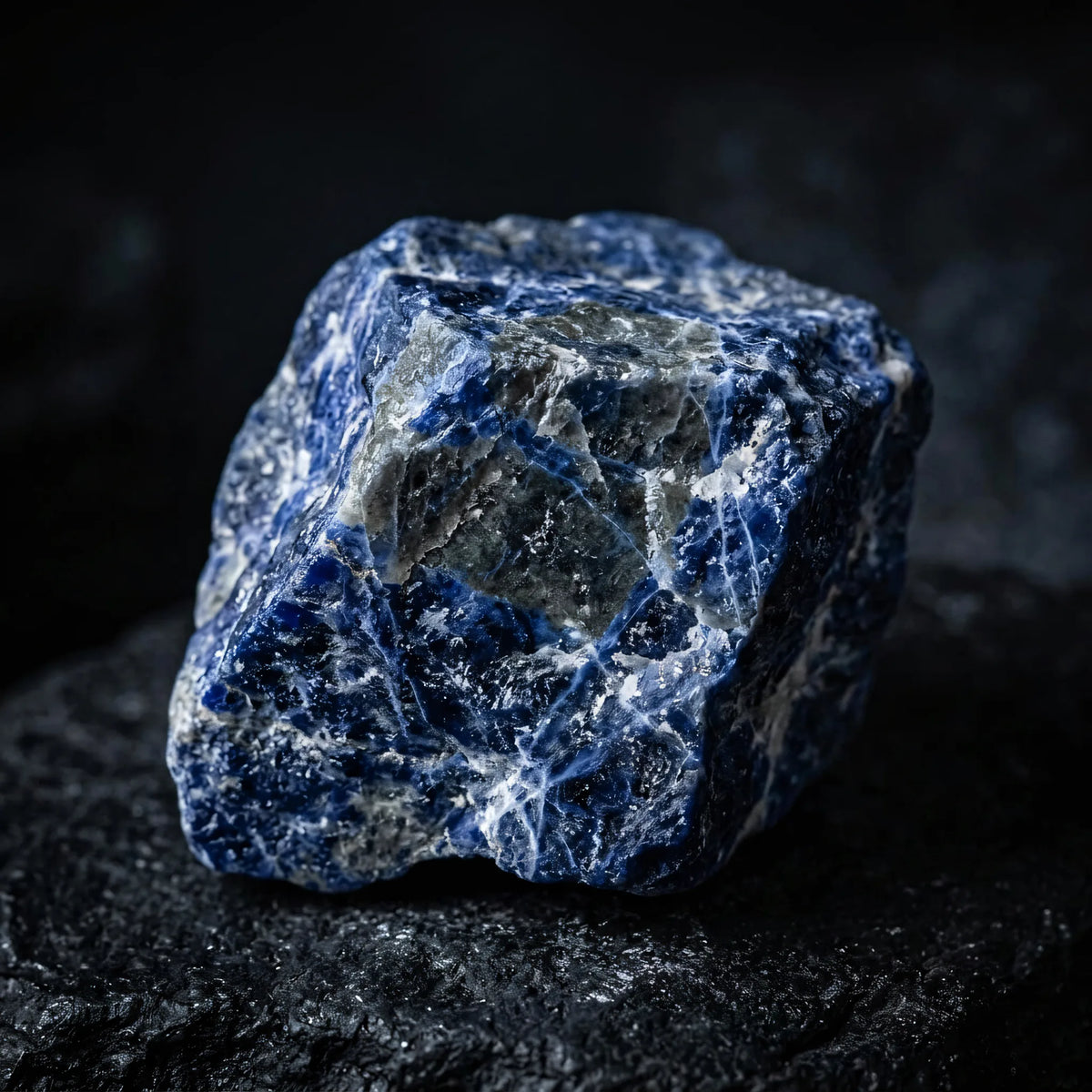 Pierścionek regulowany z naturalnego sodalitu Petra