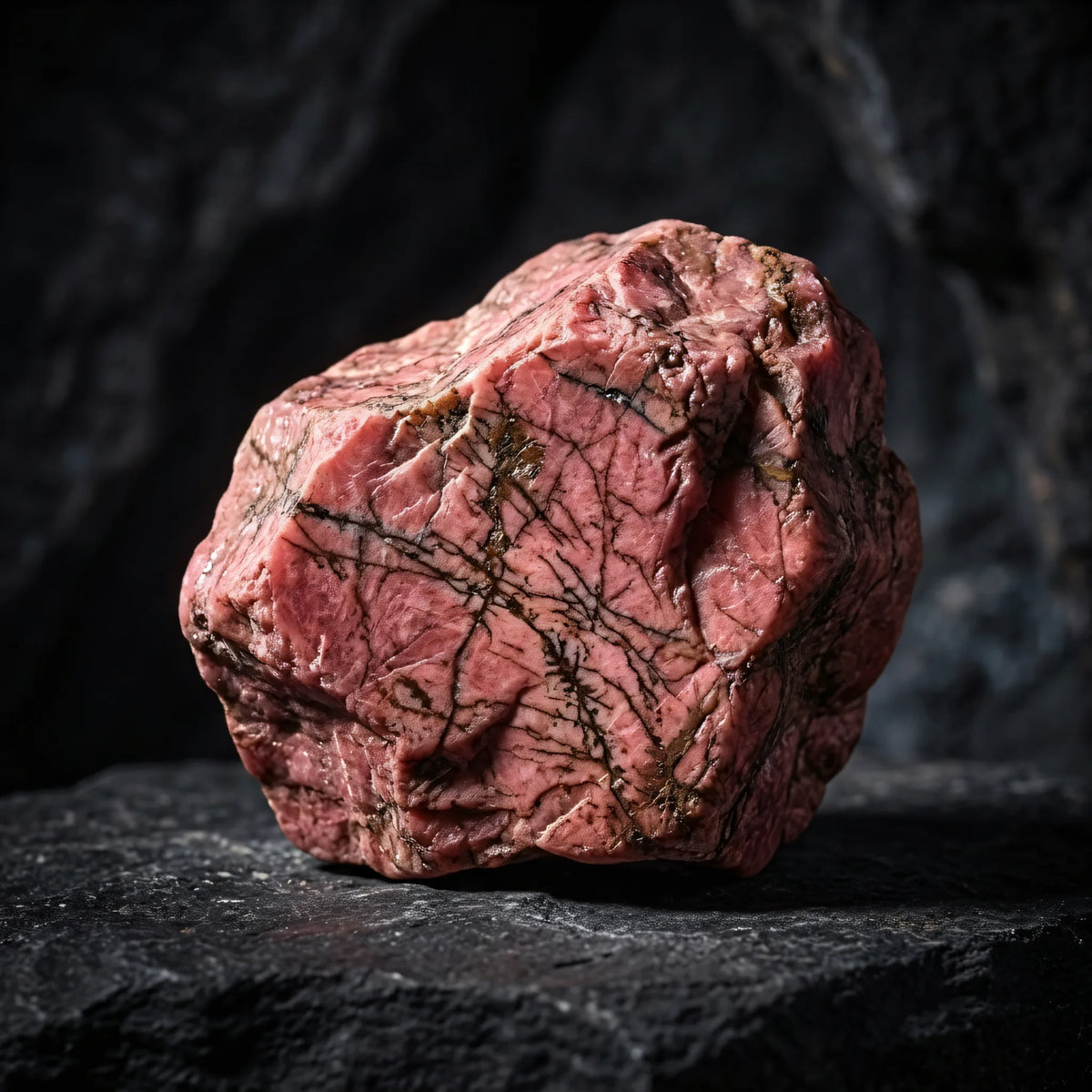 Pierścionek regulowany z naturalnego rodonitu Petra