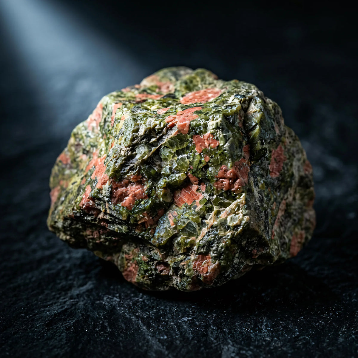 Pierścionek z naturalnego kamienia unakitu Sutra
