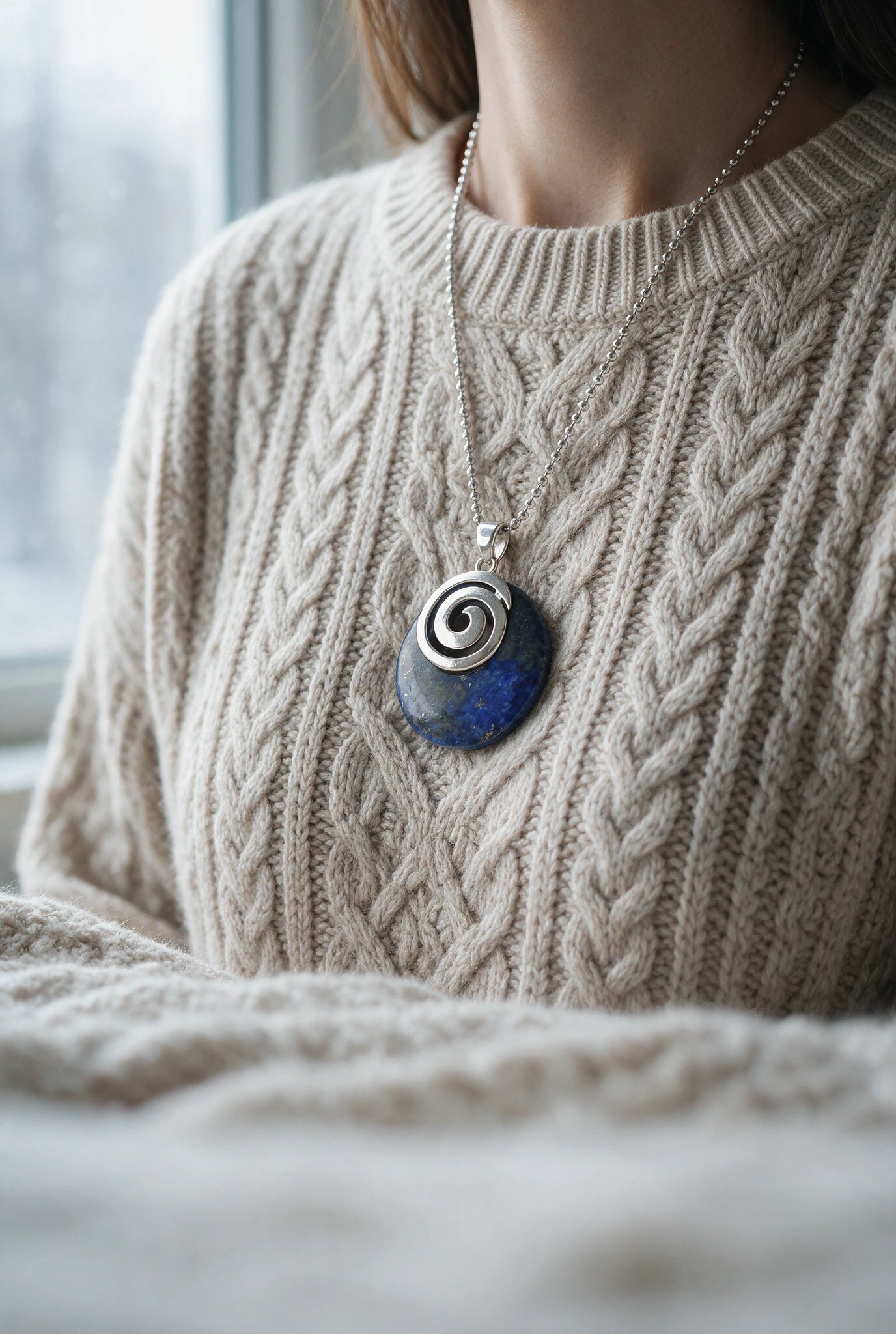 Naszyjnik z naturalnego kamienia lapis lazuli Maia