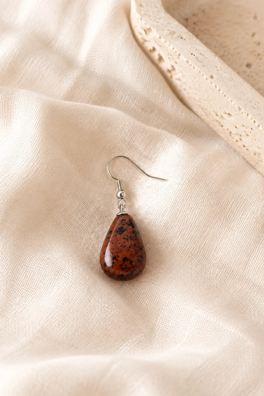 Kolczyki z naturalnego obsydianu mahoniowego Selene